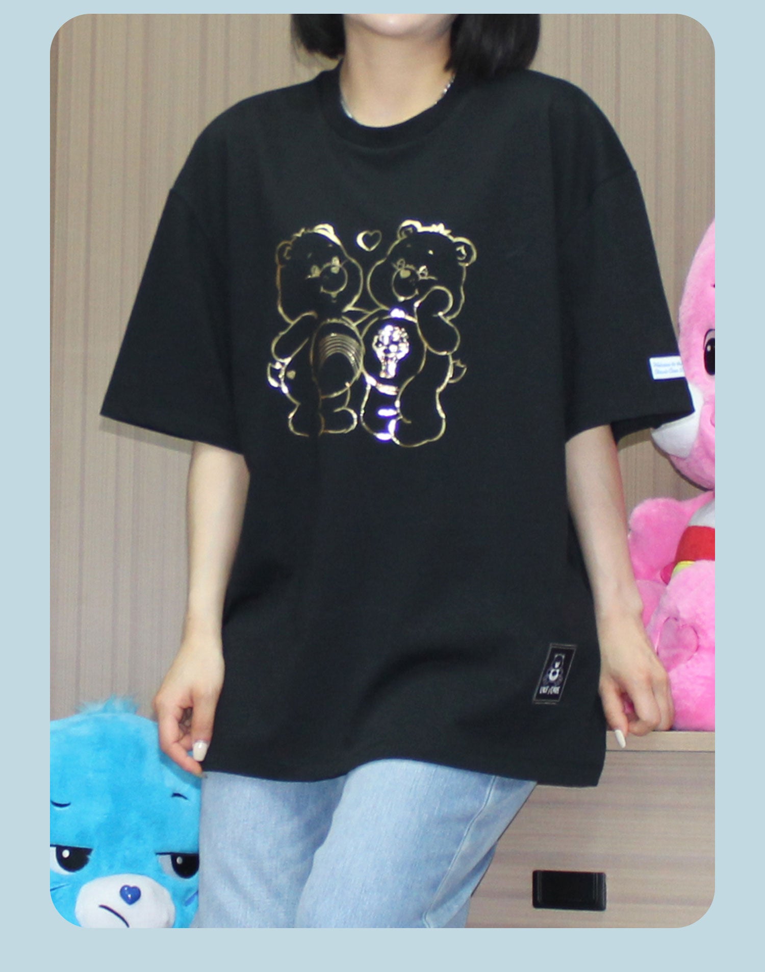 “Heart Duo Outline” Pocket T-Shirt - Black (Kids)