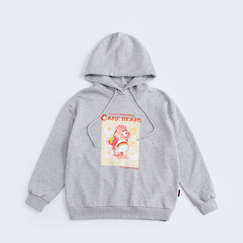 “Cheer Bear Floral Pastel” Hoodie - Grey (XL)