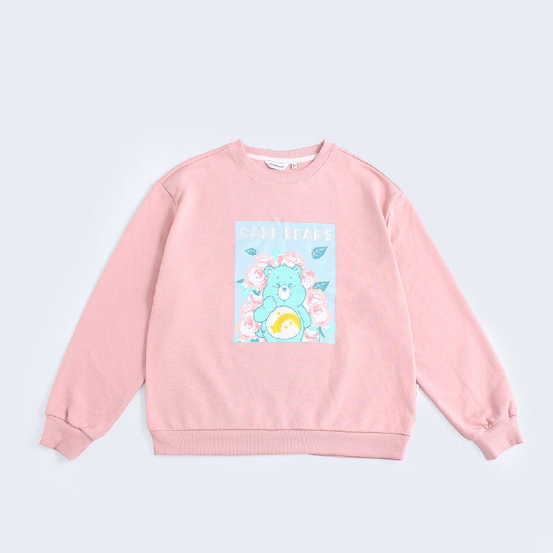 “Wish Bear Floral Portrait” Sweatshirt - Pink (XL)