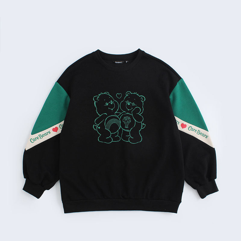“Heart Duo Outline Sleeve Stripe” Sweatshirt - Black (M)