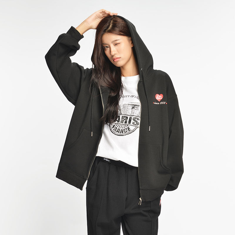 “Heritage Heart Emblem” Premium Zip Hoodie - Black (XL)