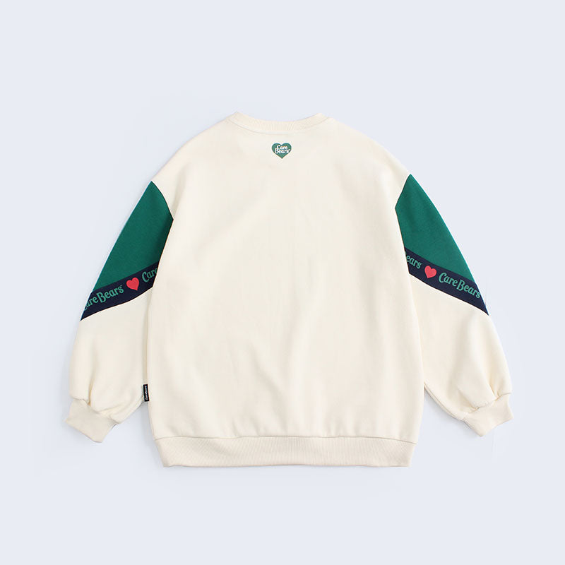 “Heart Duo Outline Sleeve Stripe” Sweatshirt - Beige (XL)