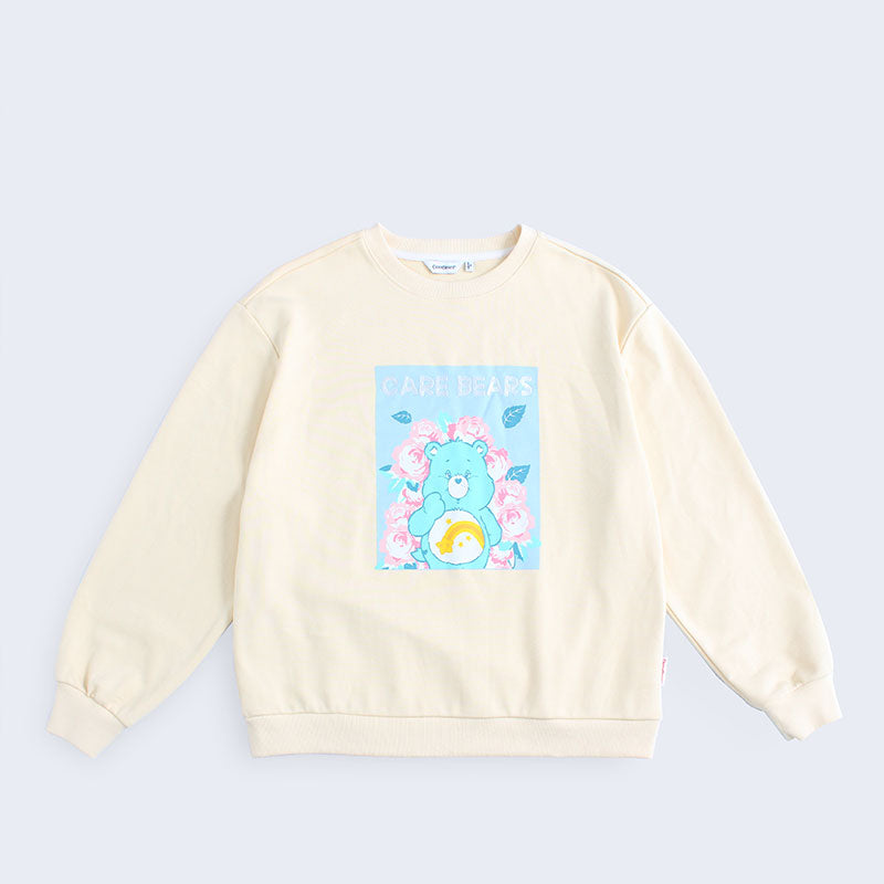“Wish Bear Floral Portrait” Sweatshirt - Beige (L)