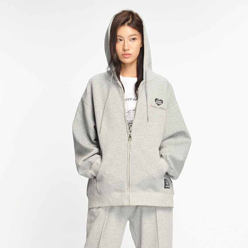 “Heritage Heart Emblem” Premium Zip Hoodie - Grey (M)