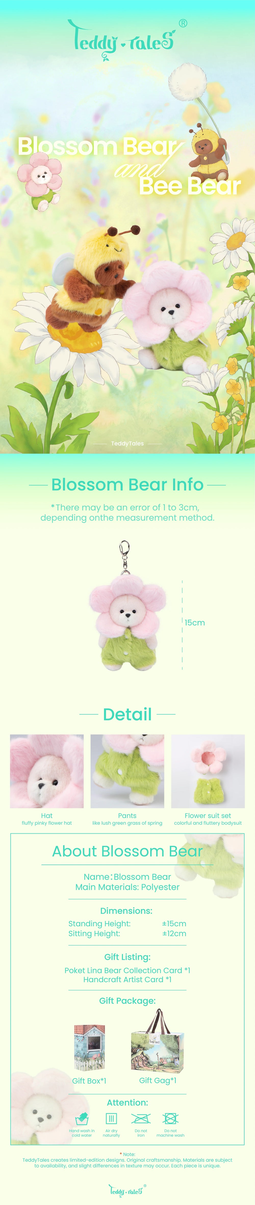Lina Bear Flower Petal with Keychain - White (15cm)