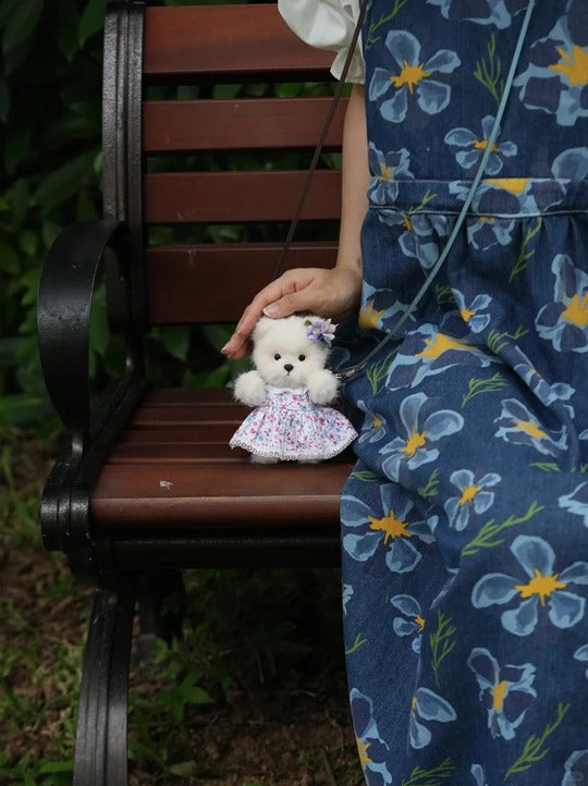 Lina Bear Nezabudka Forget-Me-Not with Leather Strap (15cm)