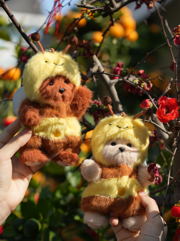 Lina Bear Honeybee with Keychain - Milk Tea (15cm)