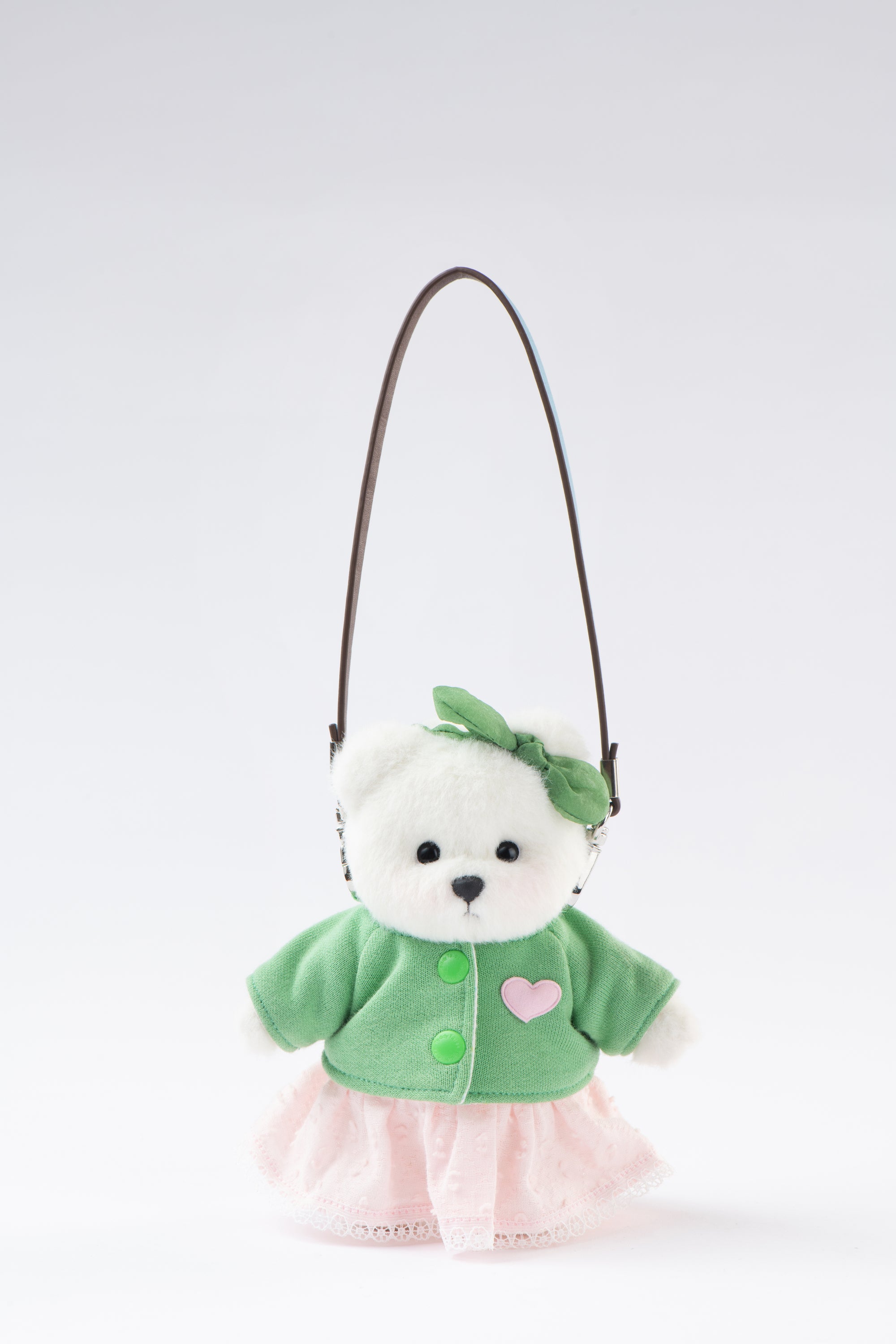 Lina Bear Serendipity with Leather Strap - White (15cm)