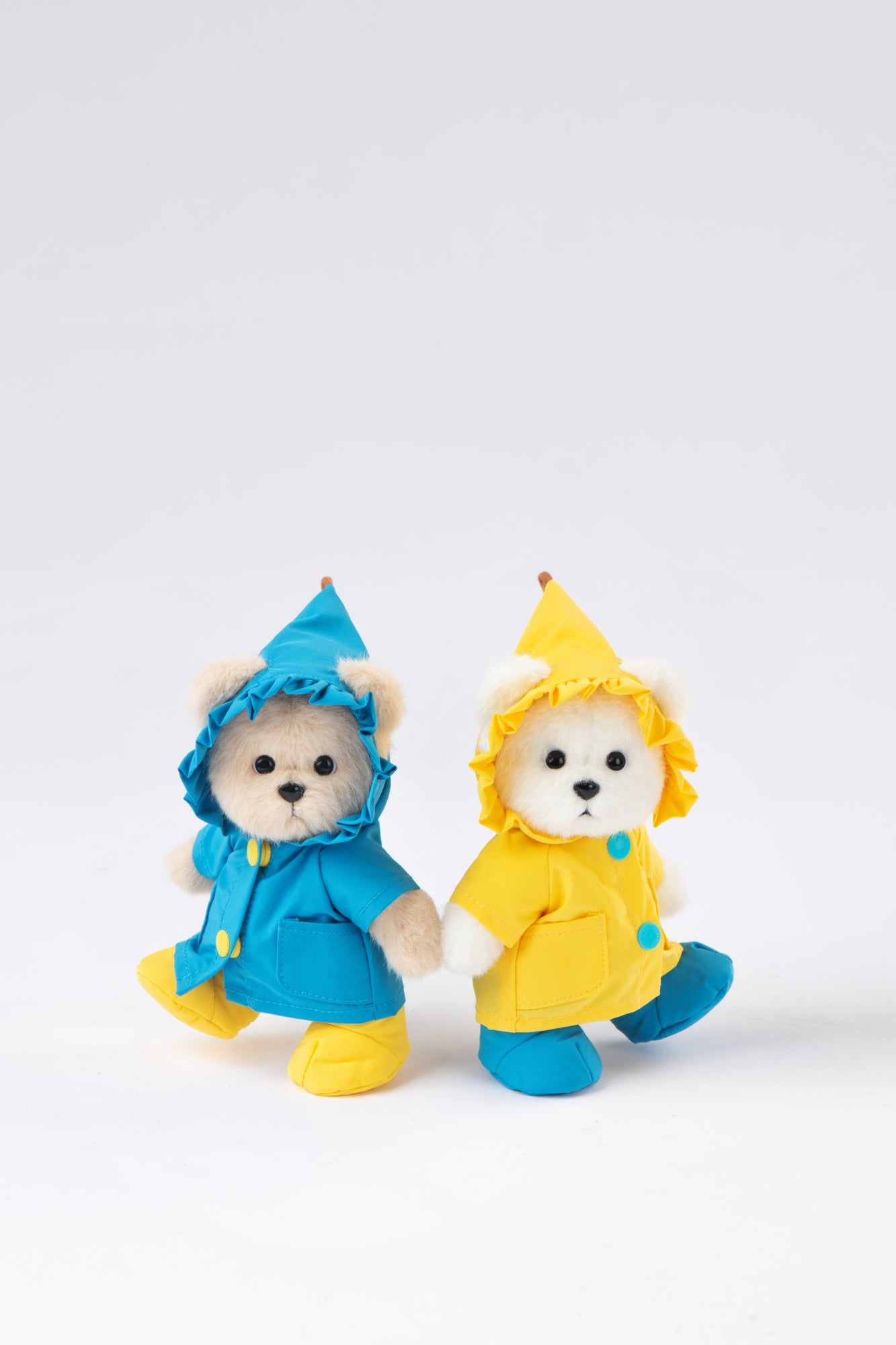 Lina Bear Blue Raincoat with Keychain - Milk Tea (15cm)