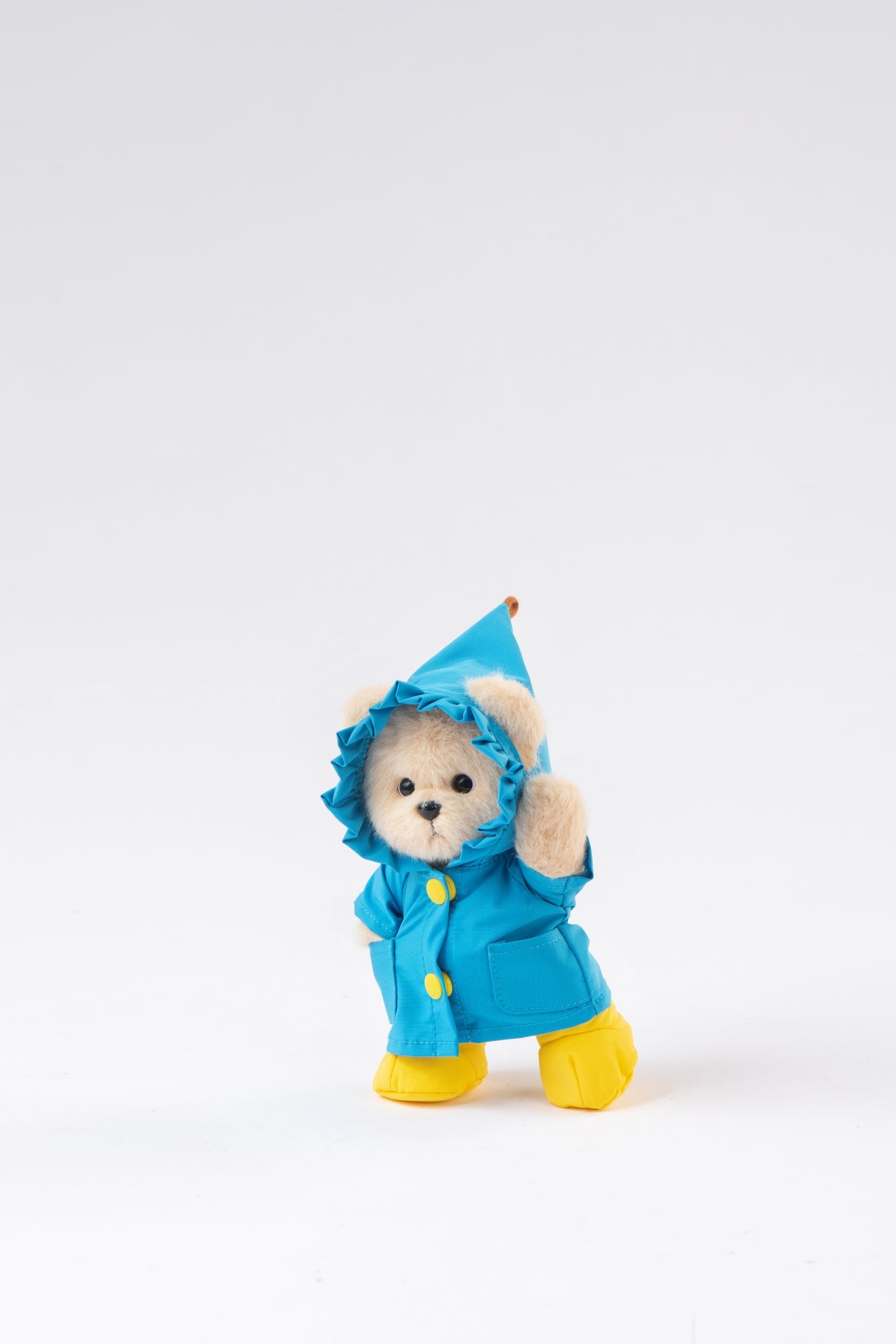 Lina Bear Blue Raincoat with Keychain - Milk Tea (15cm)