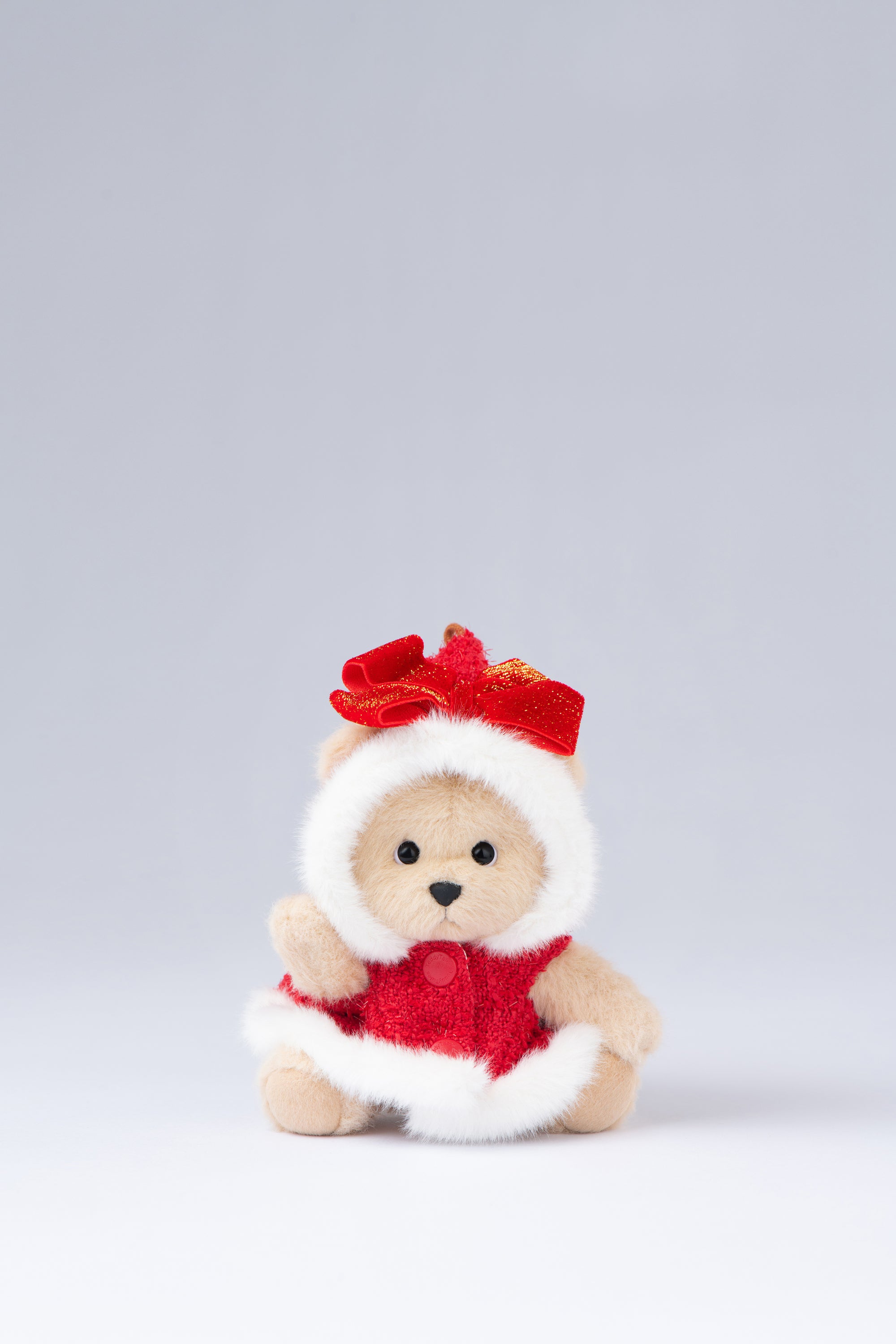Lina Bear Red Bowknot Cloak with Keychain - Milk Tea (15cm)