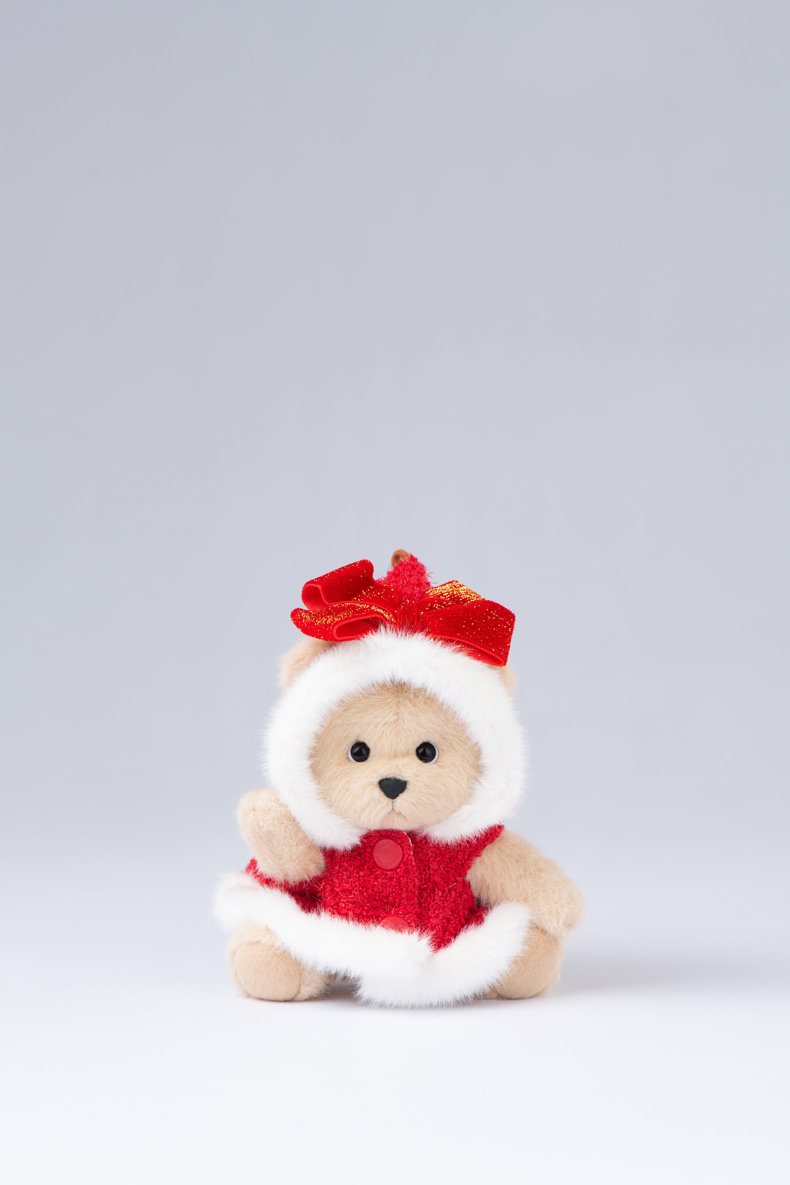 Lina Bear Red Bowknot Cloak with Keychain - Milk Tea (15cm)