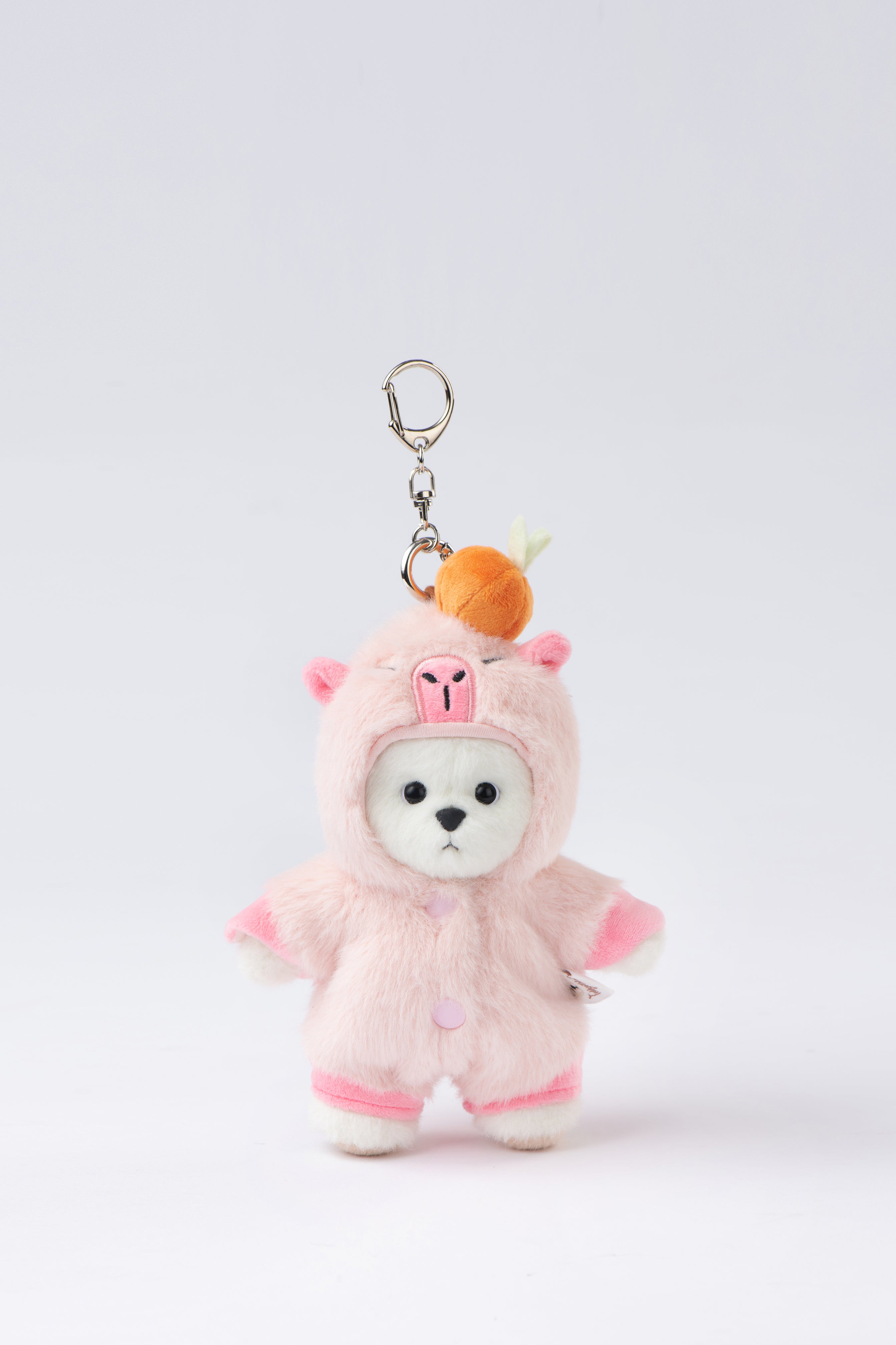 Lina Bear Pink Capybara with Keychain - White (15cm)
