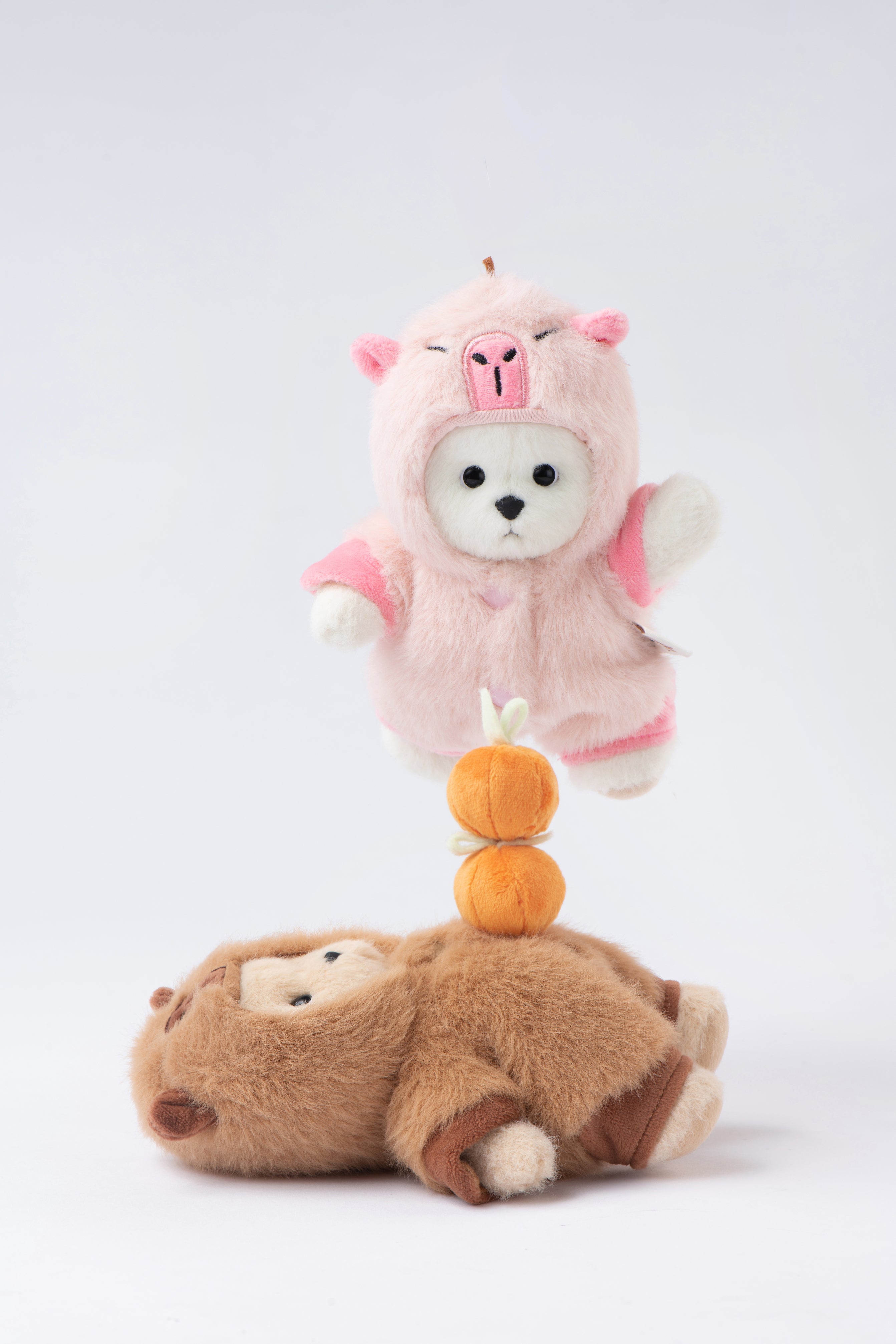 Lina Bear Pink Capybara with Keychain - White (15cm)