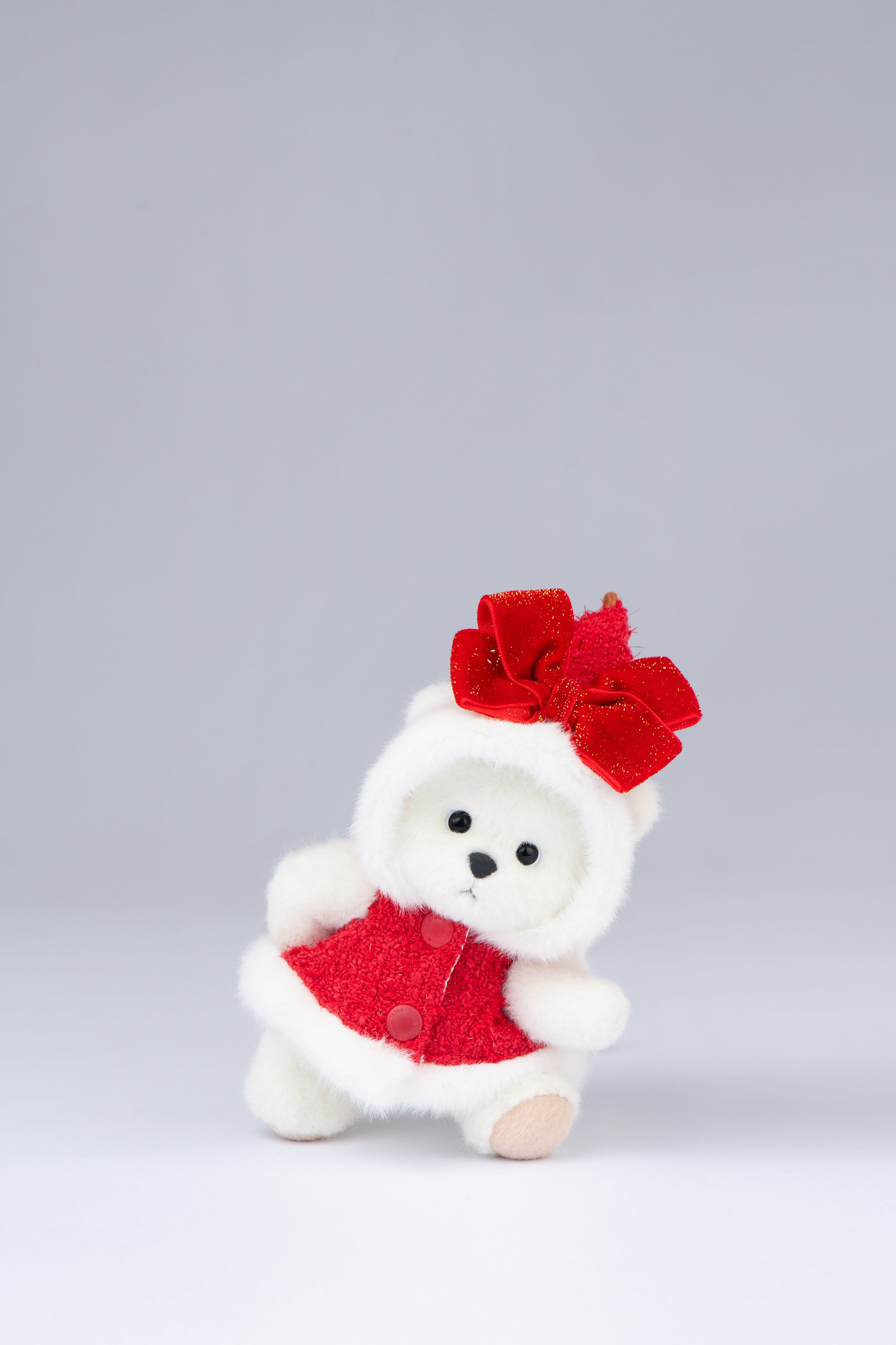 Lina Bear Red Bowknot Cloak with Keychain - White (15cm)