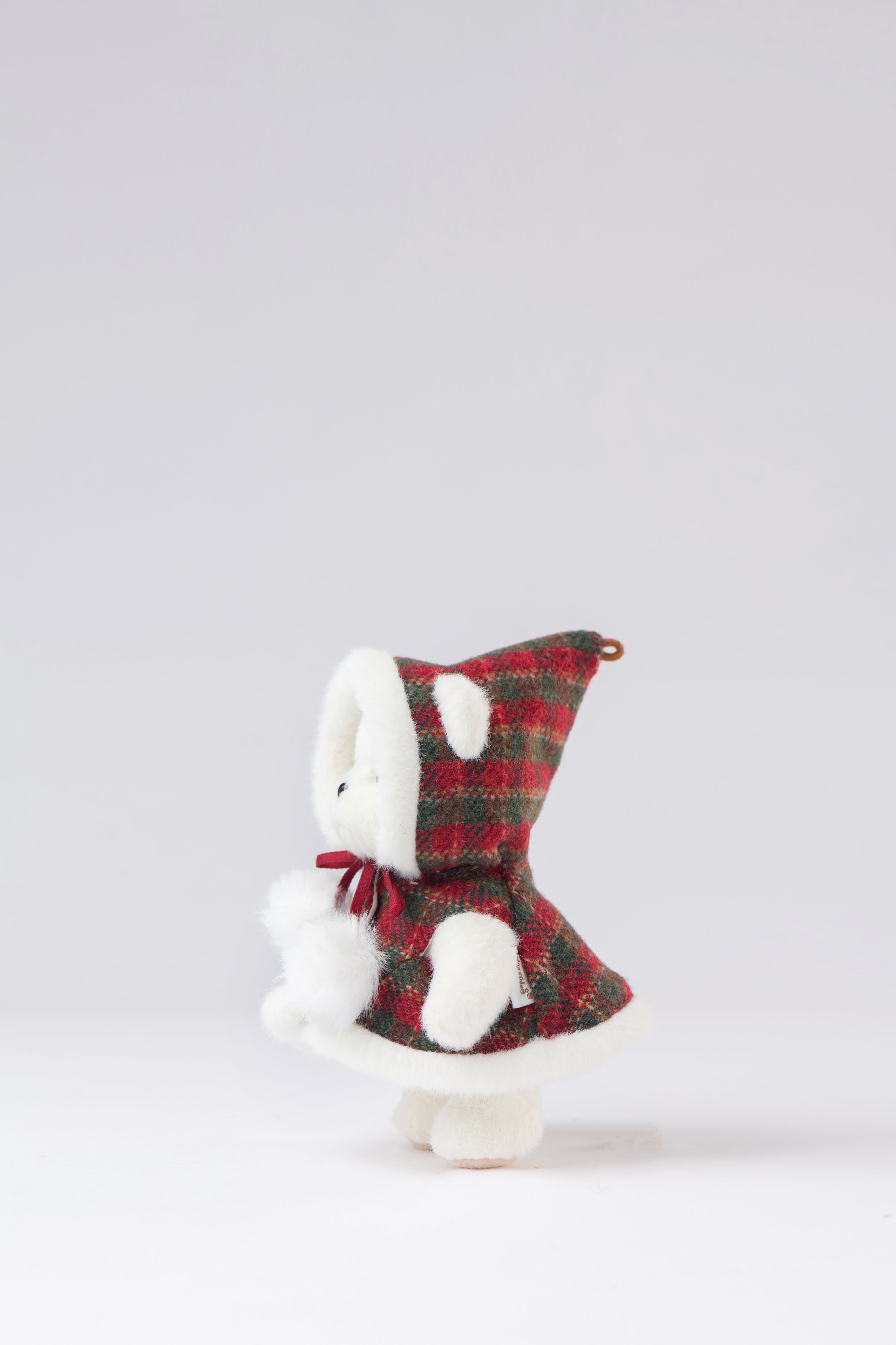 Lina Bear Red Checkered Cloak with Keychain - White (15cm)