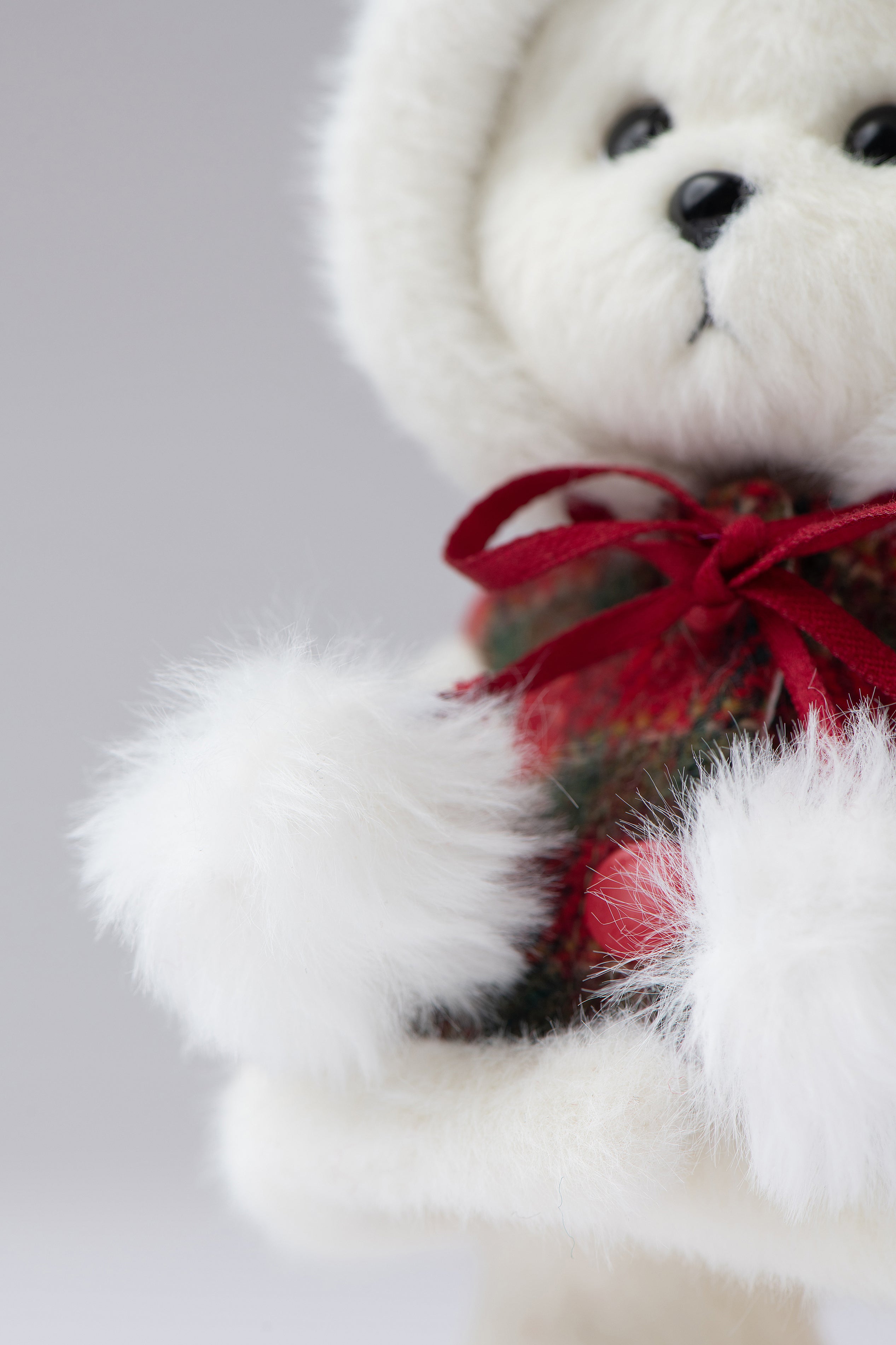 Lina Bear Red Checkered Cloak with Keychain - White (15cm)