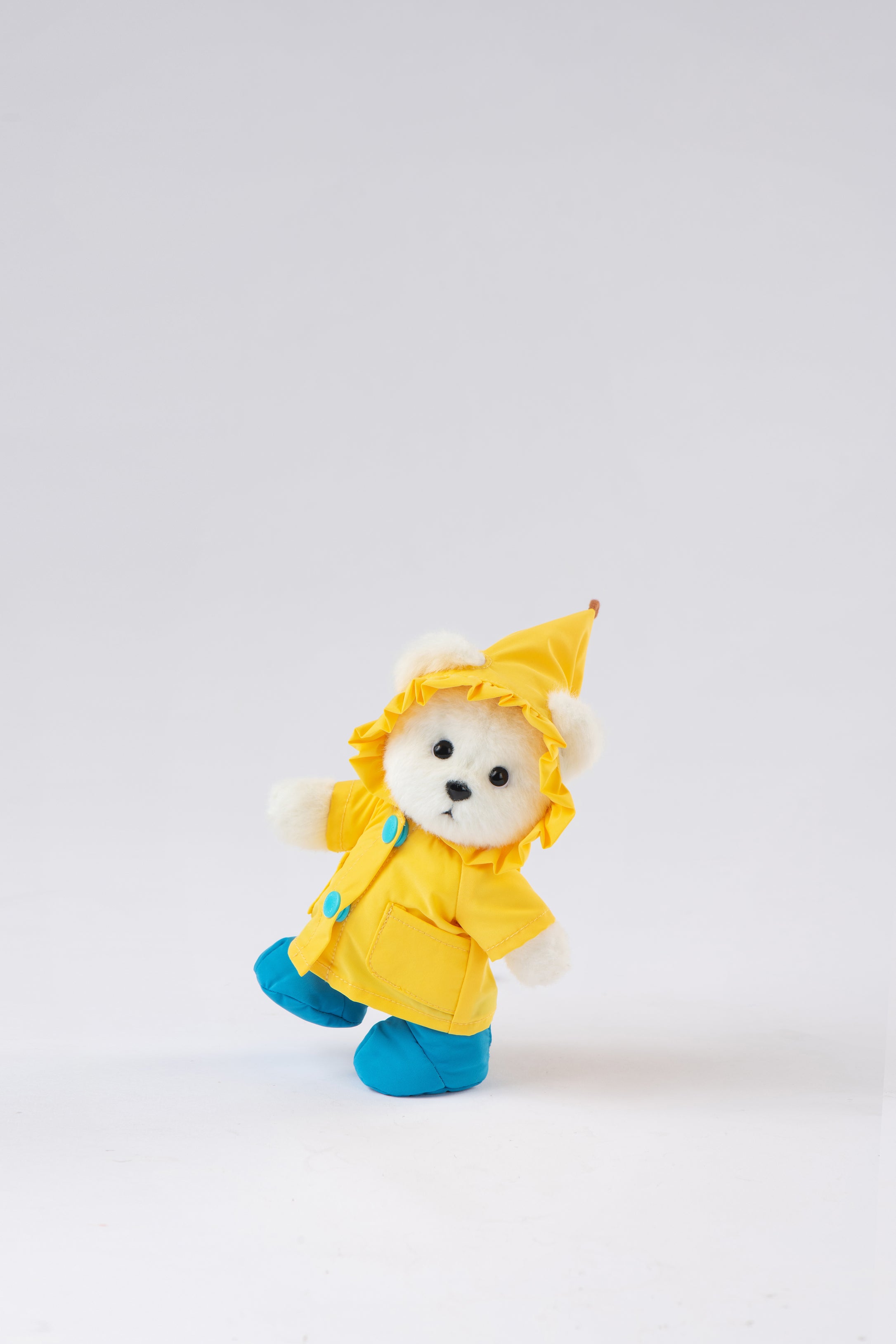 Lina Bear Yellow Raincoat with Keychain - White (15cm)