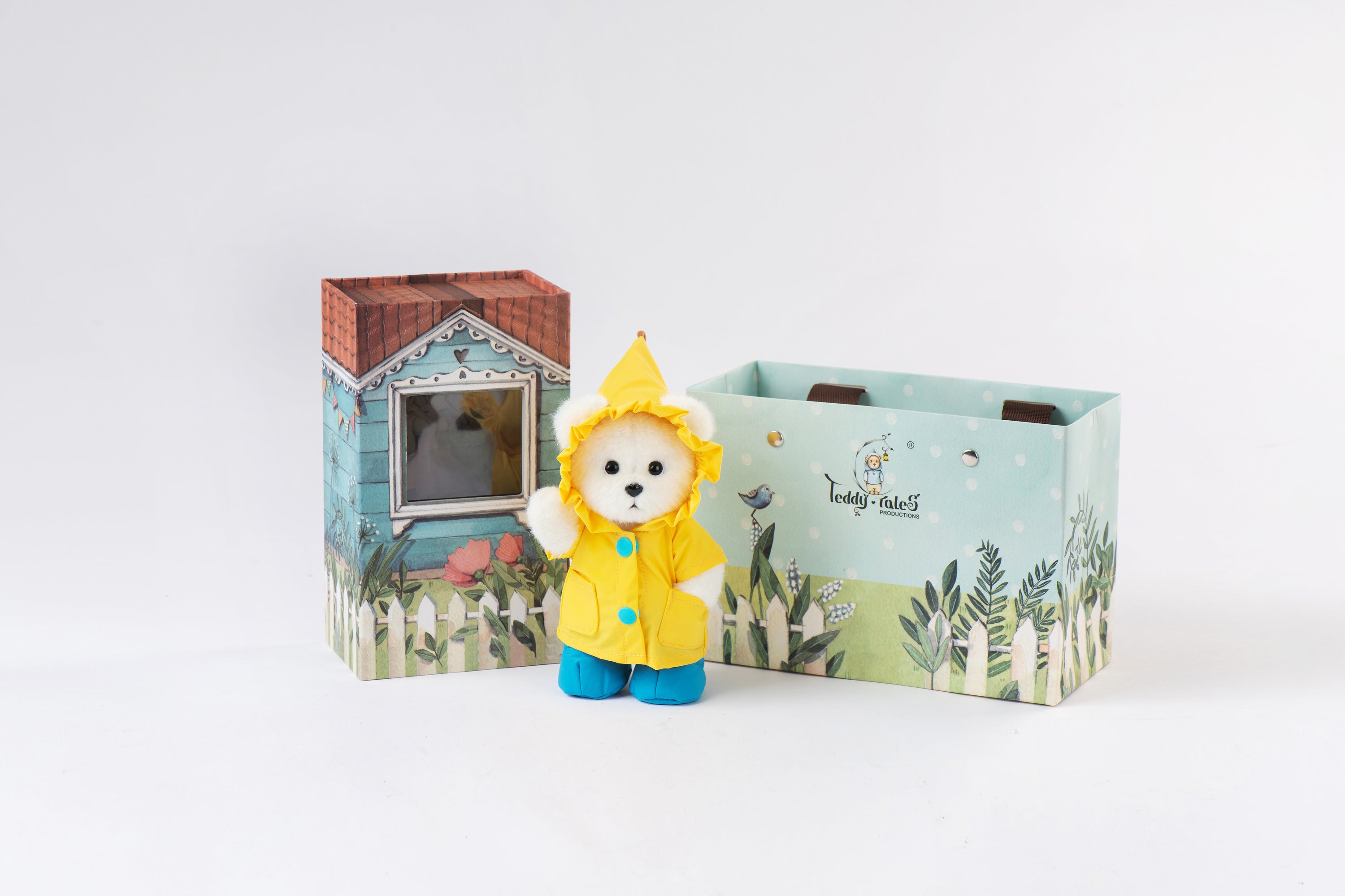 Lina Bear Yellow Raincoat with Keychain - White (15cm)