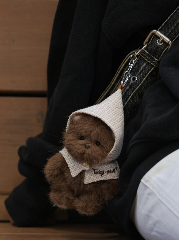 Lina Meow Khaki Cloak with Keychain - Tiramisu Brown (12cm)