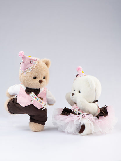 Lina Bear Happy Birthday Couple - Milk Tea (30cm)