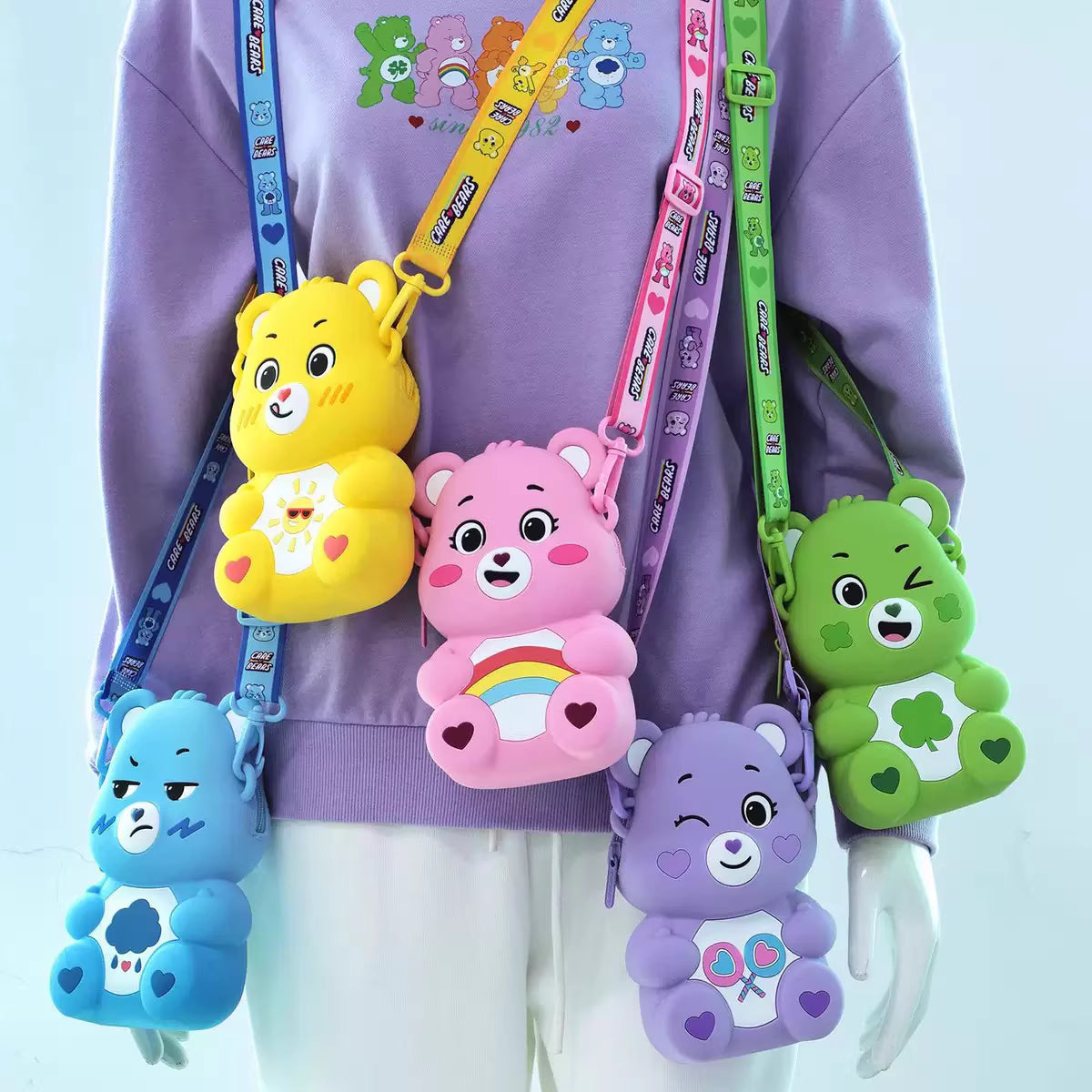 Unlock the Magic: Seated Silicone Crossbody Bag - Grumpy Bear