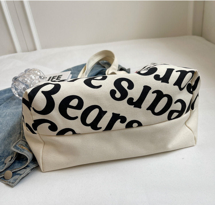 SMALL Tote Bag Textual Canvas - Pink