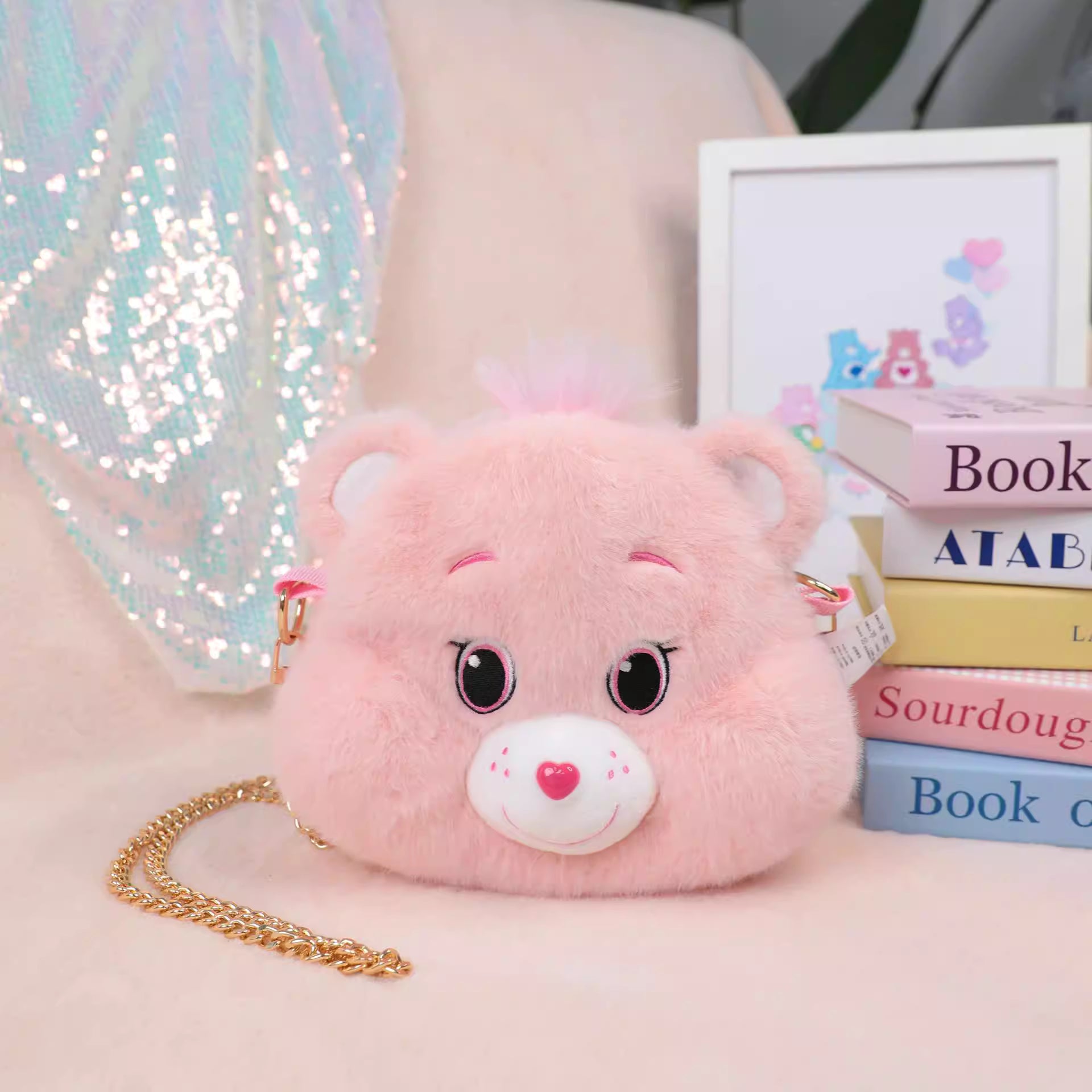Plush Head Crossbody Bag - Cheer Bear