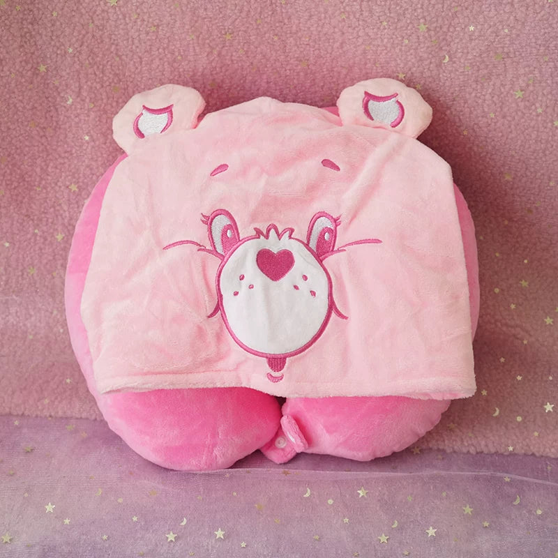 AFGH Hooded Travel Neck Pillow - Cheer Bear Pink