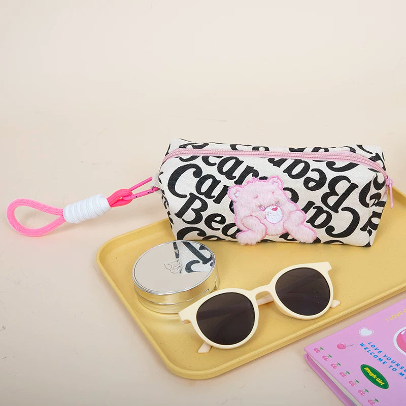 Textual Canvas Lanyard Pencil Case - Pink