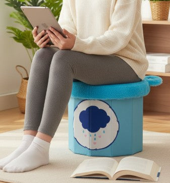 Plush Storage Stool - Blue