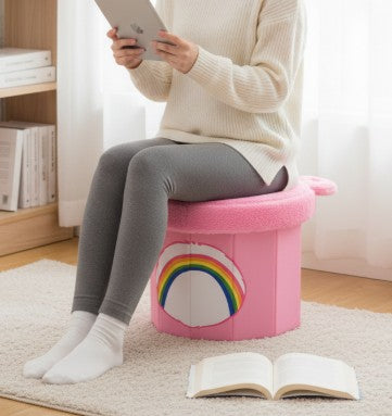 Plush Storage Stool - Pink