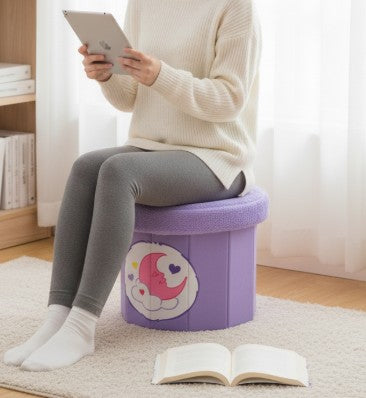 Plush Storage Stool - Purple