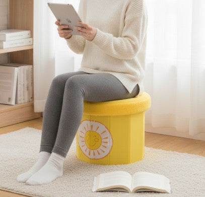 Plush Storage Stool - Yellow