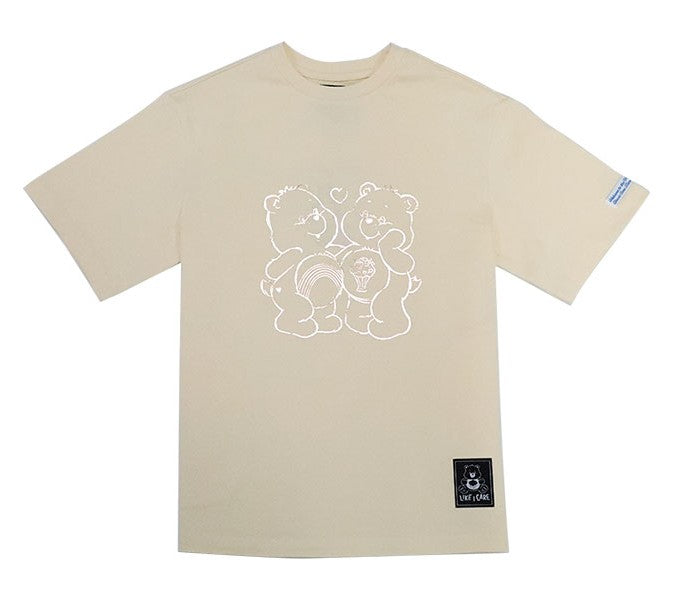“Heart Duo Gold Outline” Pocket T-Shirt - Beige (S)