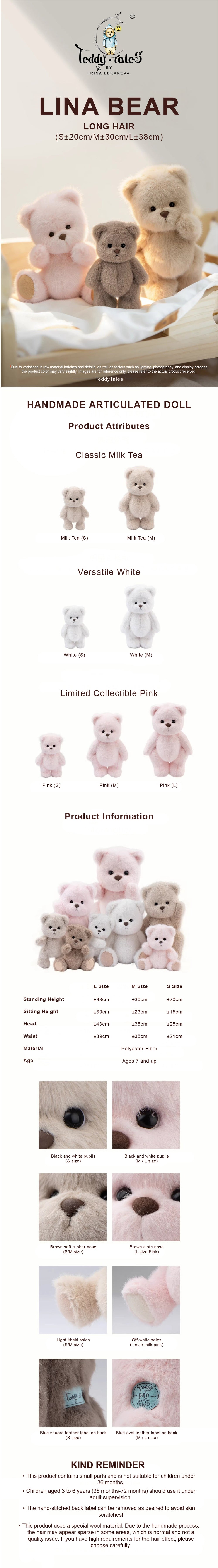 Lina Bear Long-Hair - Blue (20cm)