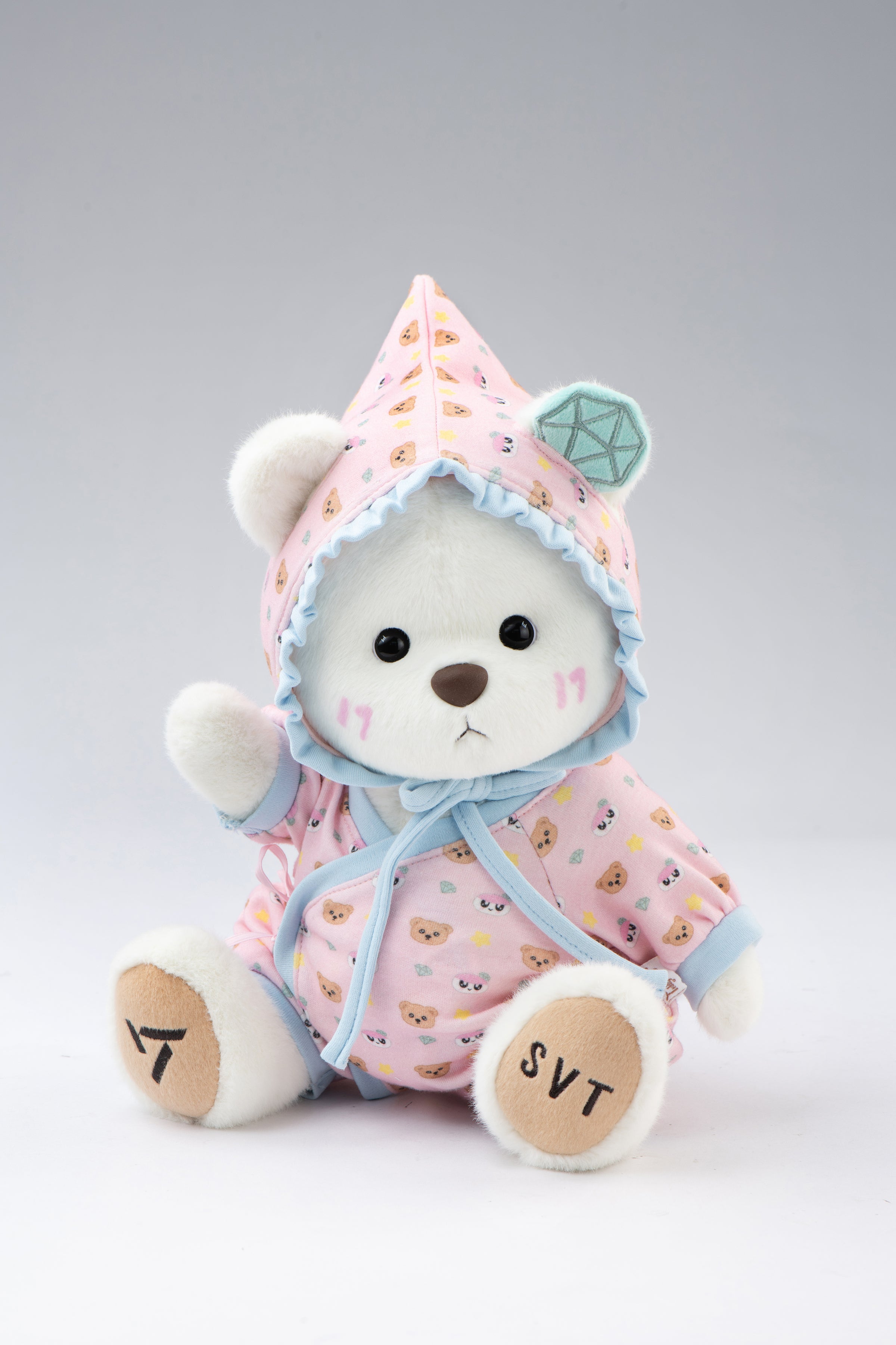 TeddyTales x SEVENTEEN BONGBONG Bear Pink Carat Babysuit (30cm)