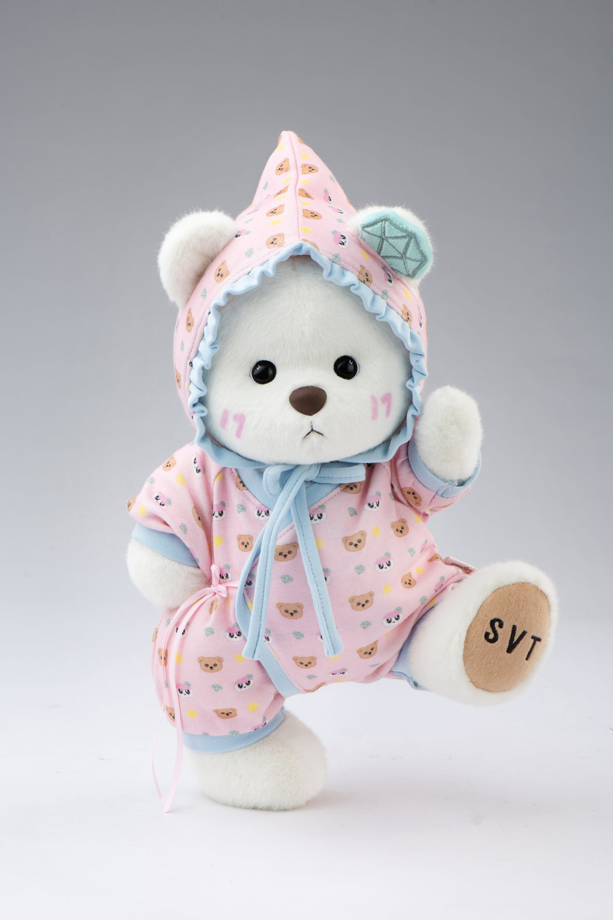 TeddyTales x SEVENTEEN BONGBONG Bear Pink Carat Babysuit (30cm)