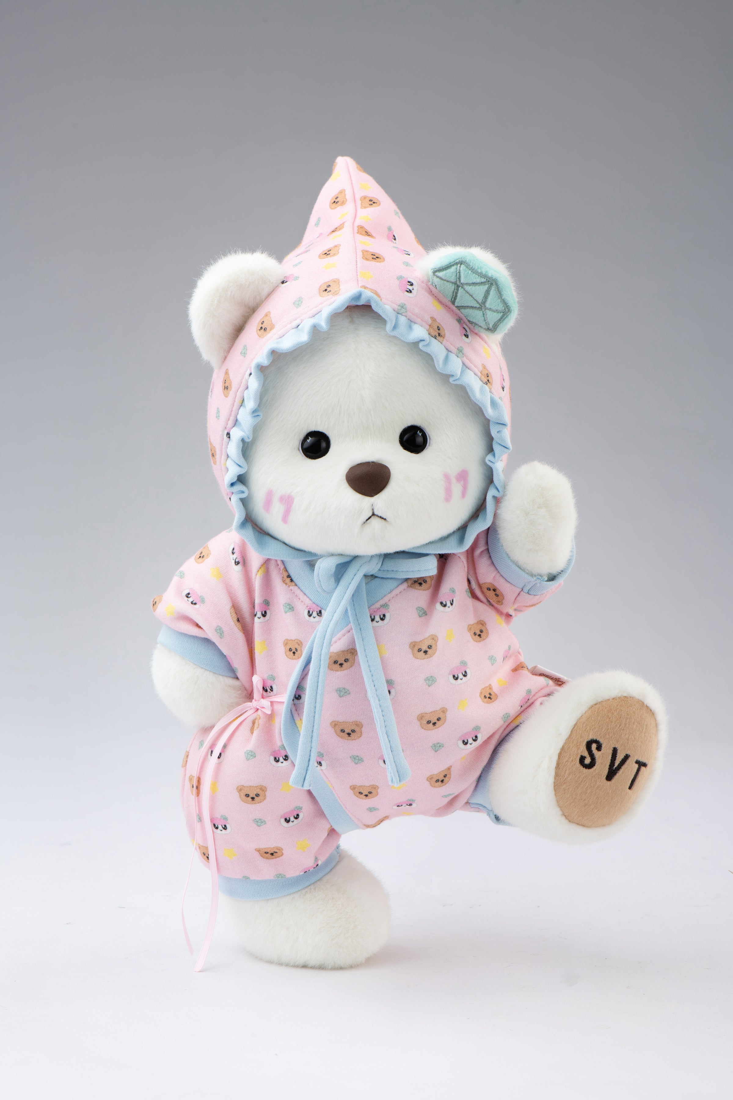 TeddyTales x SEVENTEEN BONGBONG Bear Pink Carat Babysuit (30cm)